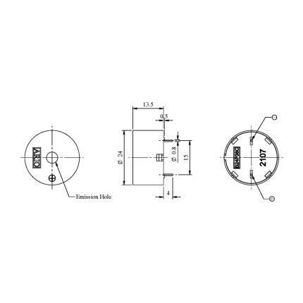 LF-PB24P38C, zumbador piezoel&#xE9;ctrico para circuito de controlador incorporado