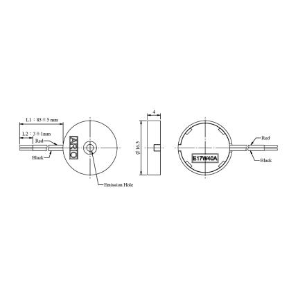 LF-PE17W40A-85, Piezoelektrischer Summer f&#xFC;r externen Antrieb