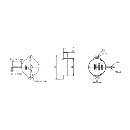 LF-PE44W10B-B,Piezoelectric Buzzer for external drive