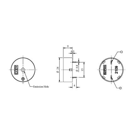 LF-PB24P34A, zumbador piezoel&#xE9;ctrico para circuito controlador incorporado