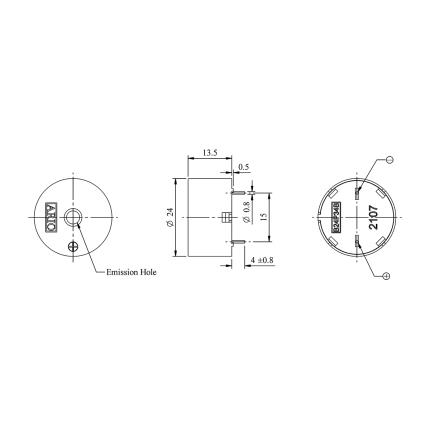 LF-PB24P34B, zumbador piezoel&#xE9;ctrico para circuito controlador incorporado