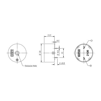 LF-PB24P34E, zumbador piezoel&#xE9;ctrico para circuito de controlador incorporado
