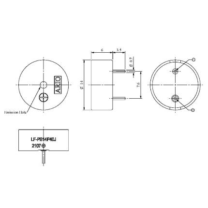 LF-PB14P40J, zumbador piezoel&#xE9;ctrico para circuito de controlador incorporado
