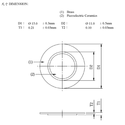 D15E60B,Piezoelectric Ceramic Element